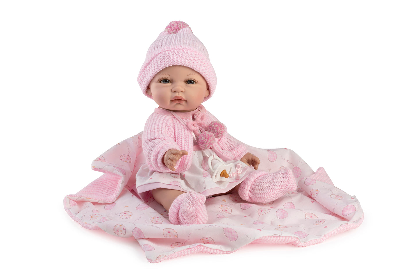 Baby Coral 34 cm chaqueta rosa mantita, bolsa