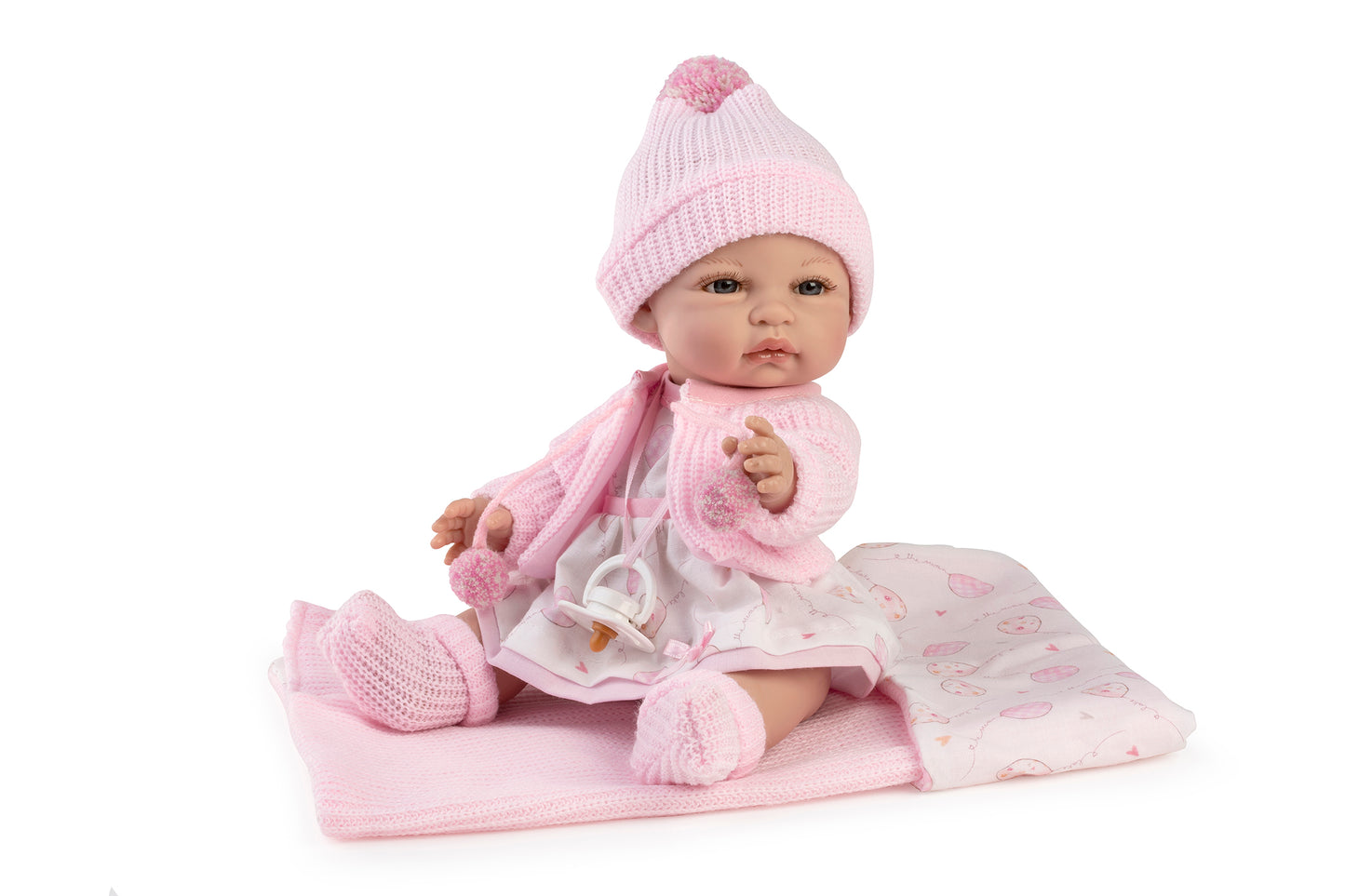 Baby Coral 34 cm chaqueta rosa mantita, bolsa