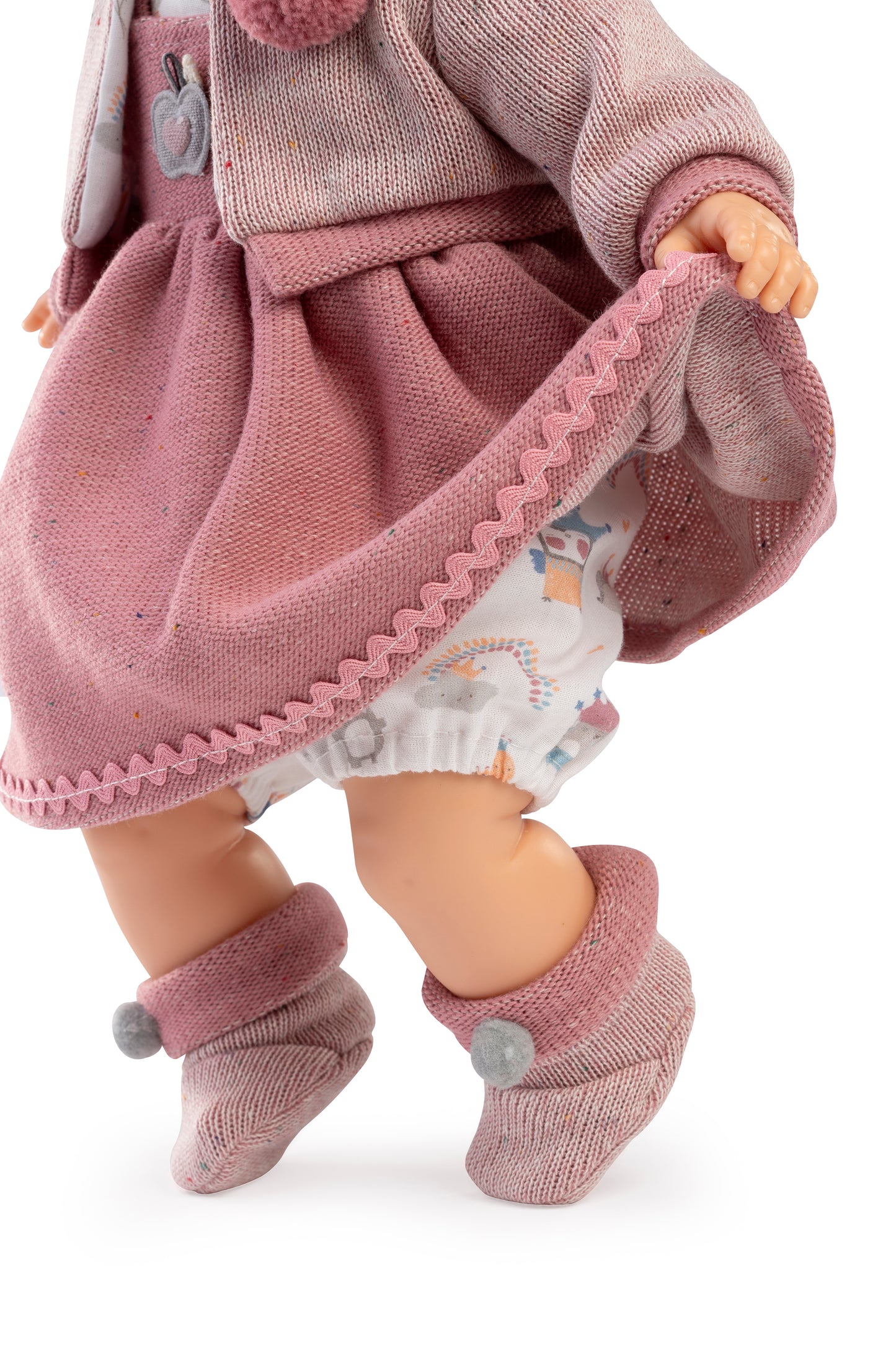 Muñeca Sandra vestido rosa, 40 cm. bolsa