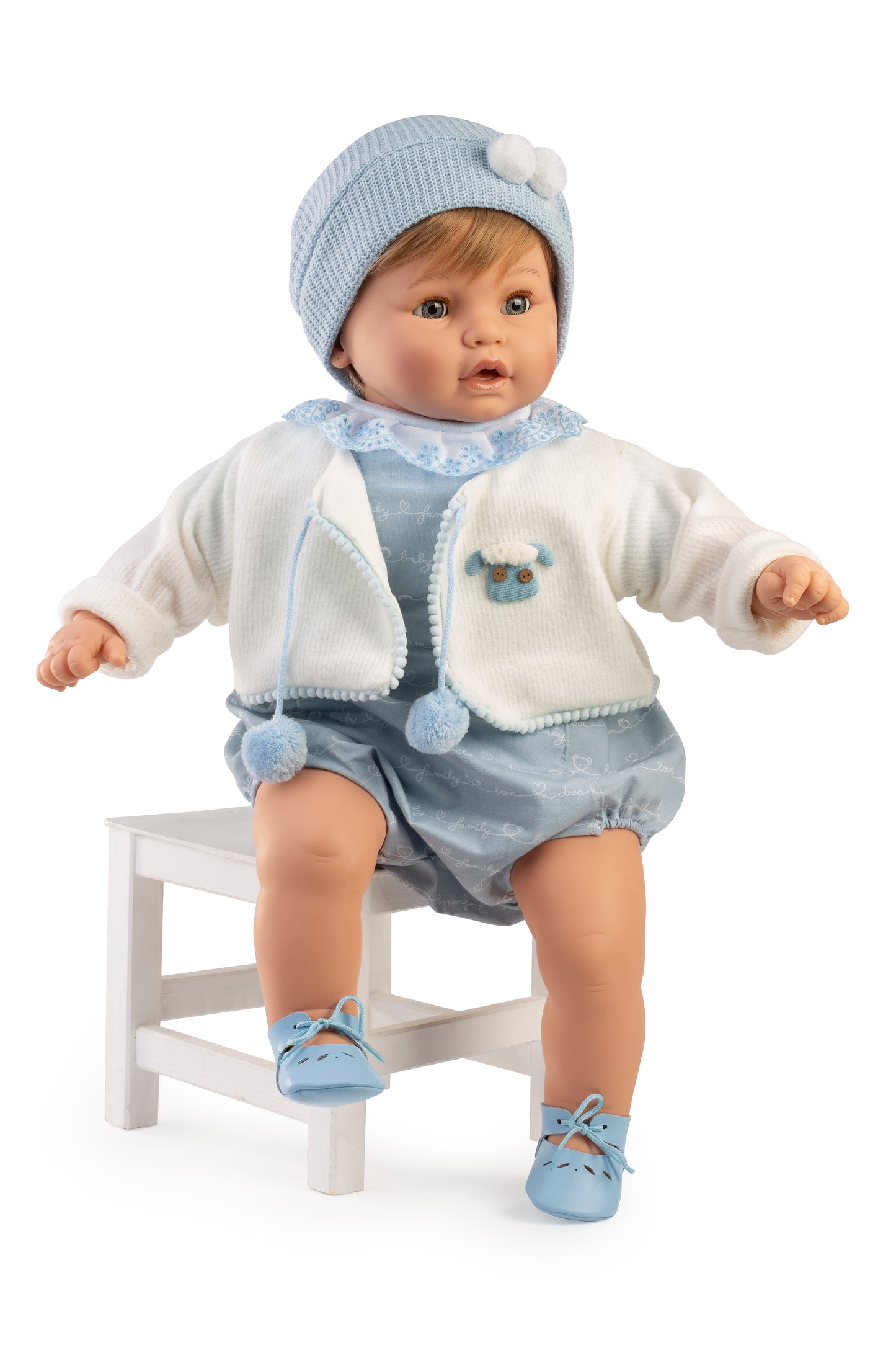 Baby Dulzón chaqueta blanca pompones, 62 cm