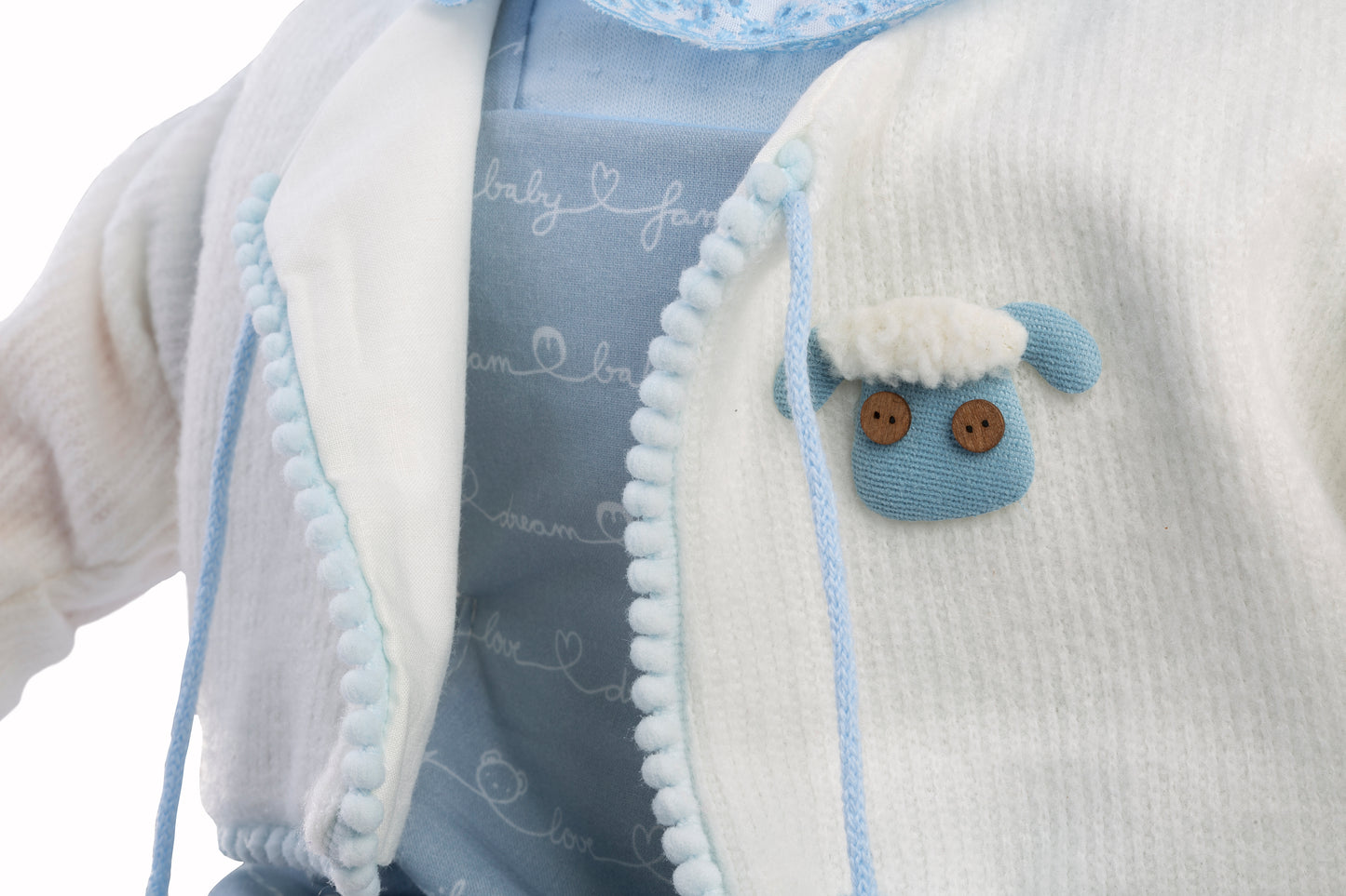 Baby Dulzón chaqueta blanca pompones, 62 cm