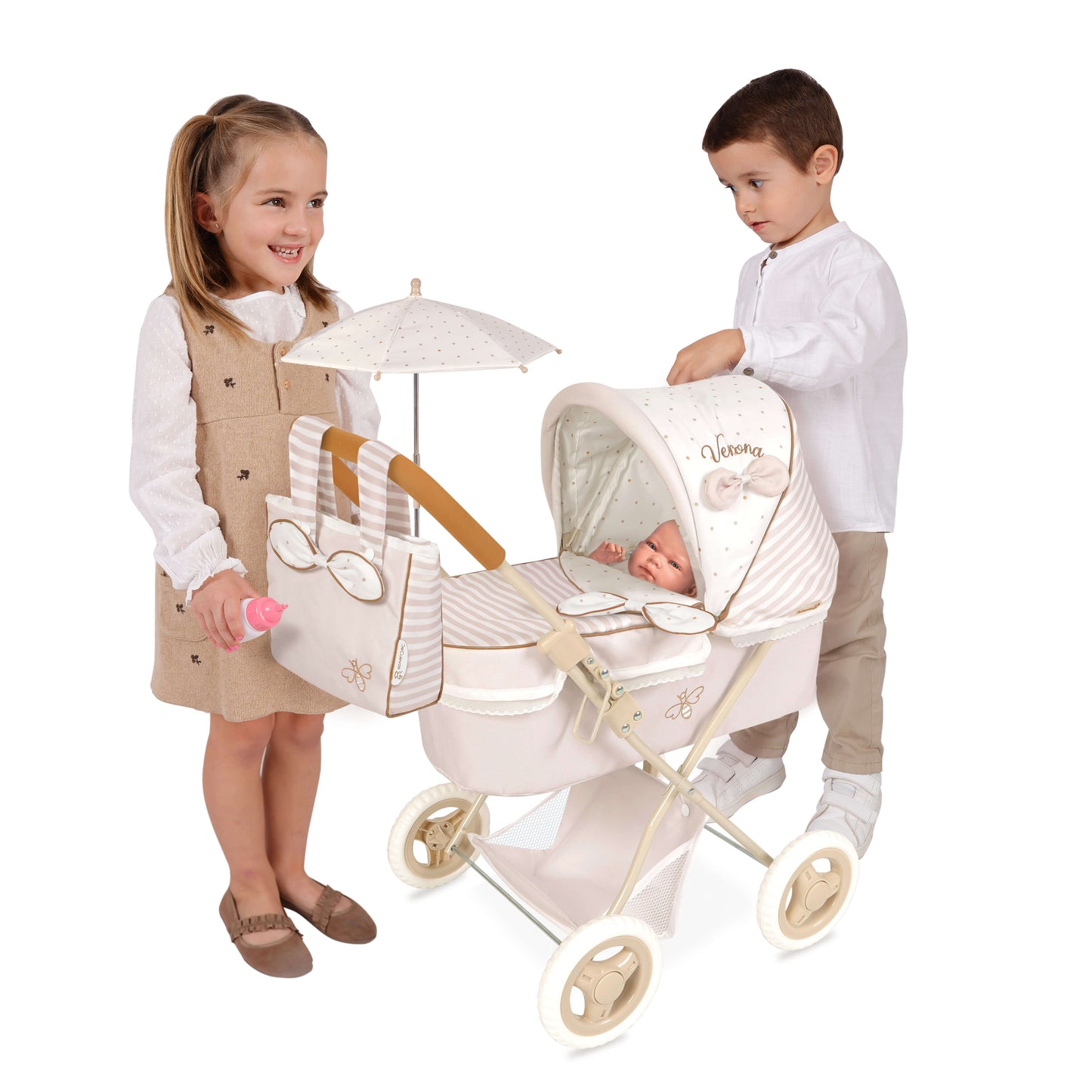 Coche de muñeca plegable con sombrilla muñecas de 48 cm