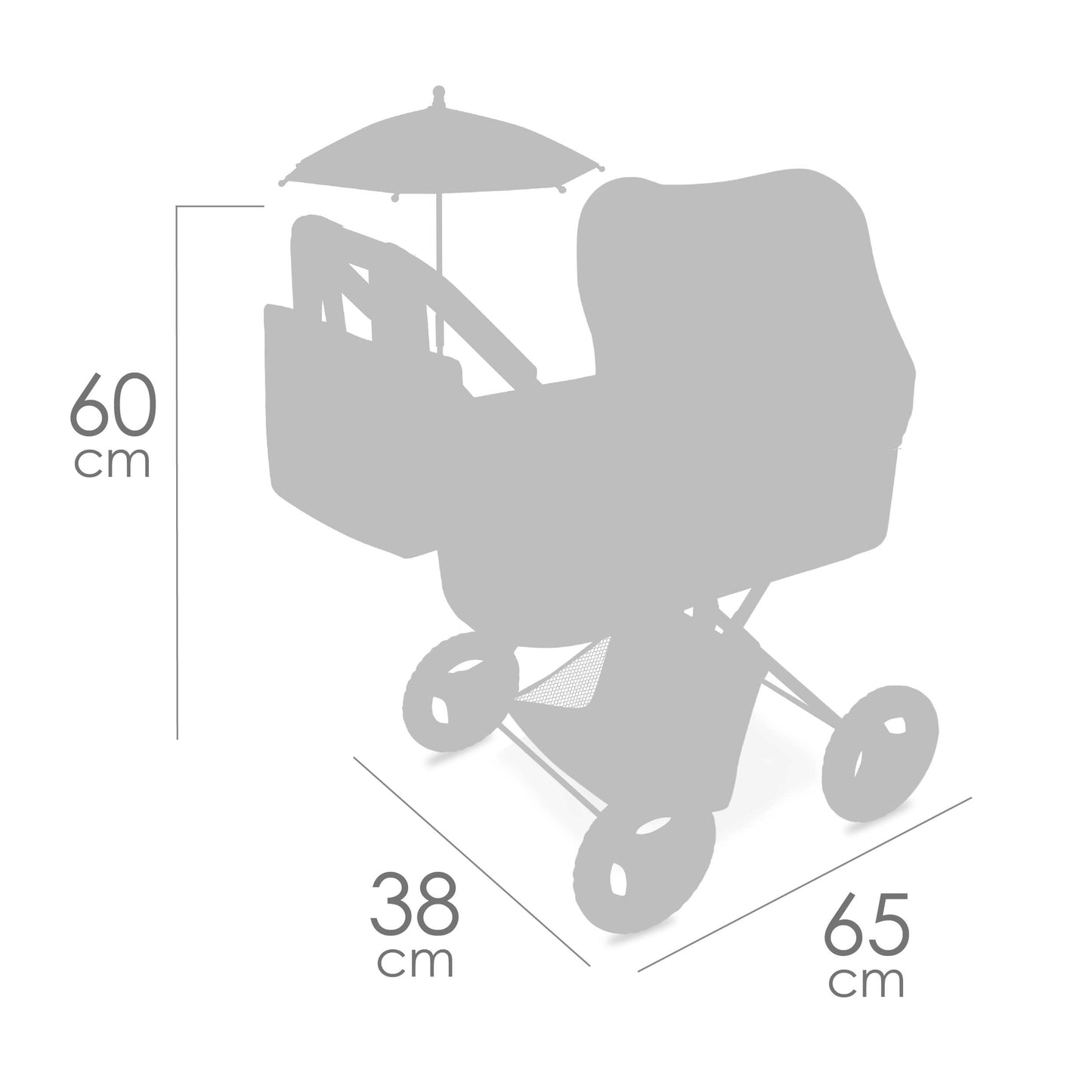 Coche de muñeca plegable con sombrilla muñecas de 48 cm