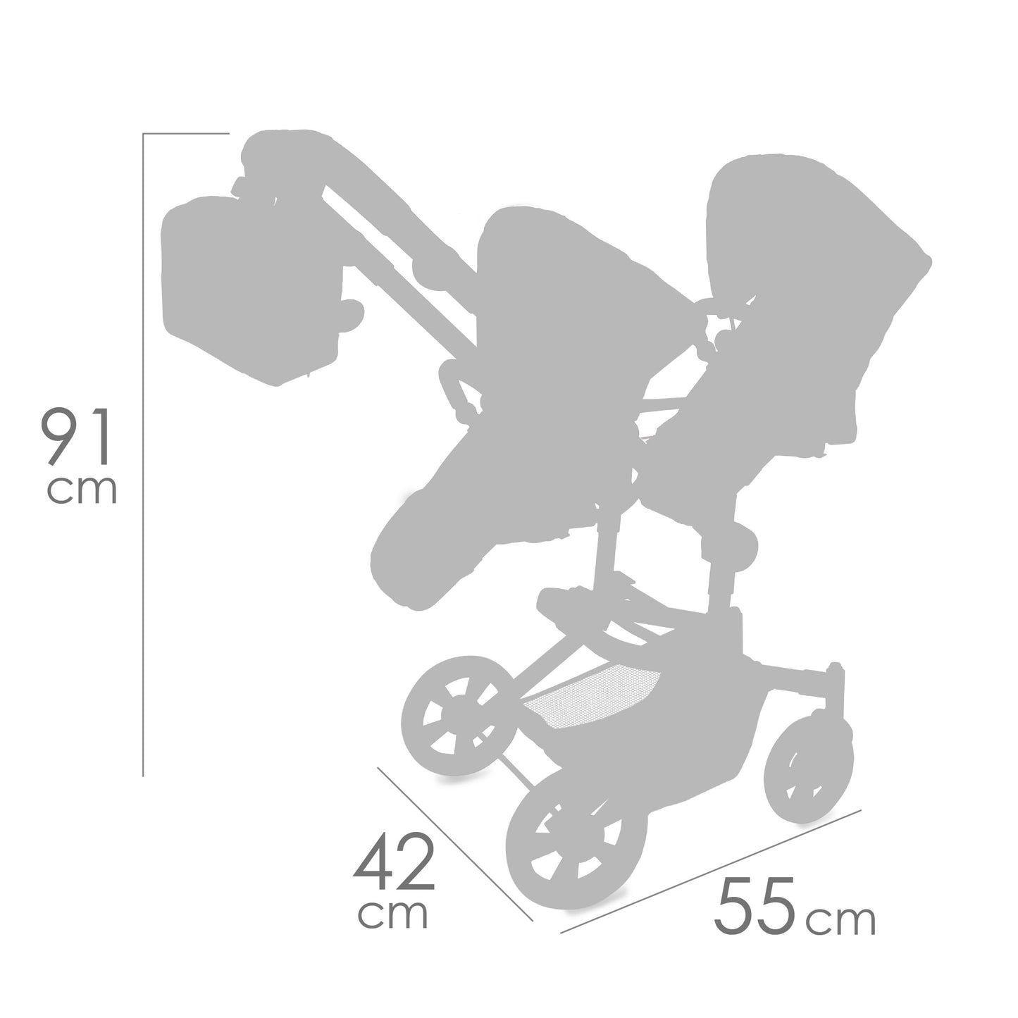 Silla gemelar plegable -NOVEDAD - multiposicion para muñecas de hasta 52 cm